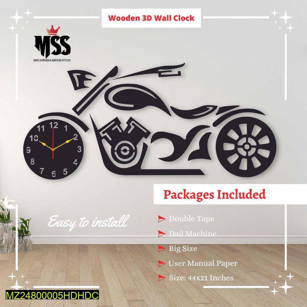 analoge stylish bike design mdf wall clock