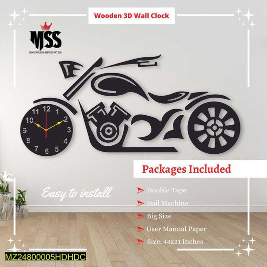 analoge stylish bike design mdf wall clock