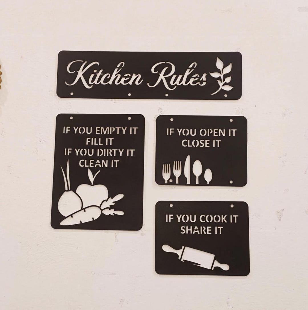 kitchen rules wooden wall art