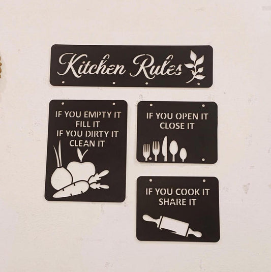 kitchen rules wooden wall art