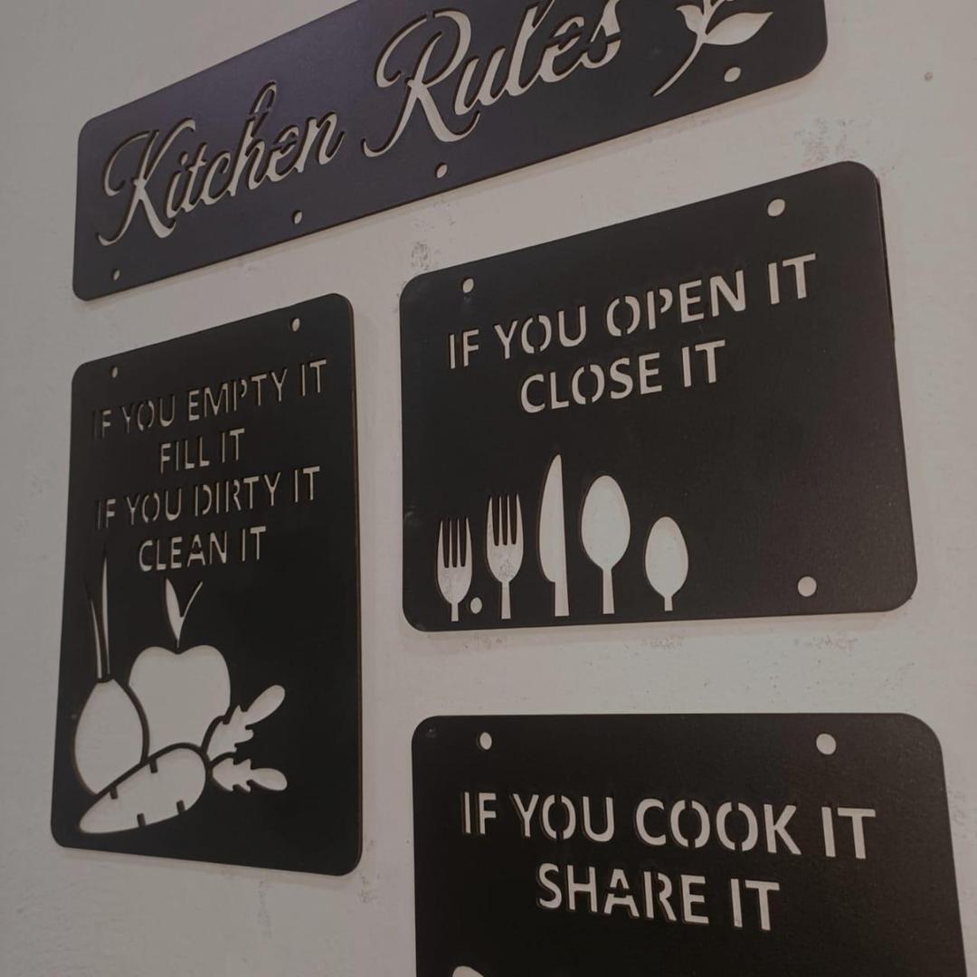 kitchen rules wooden wall art